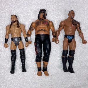 2011 WWE wrestling figures Samoa, The Rock and Neville